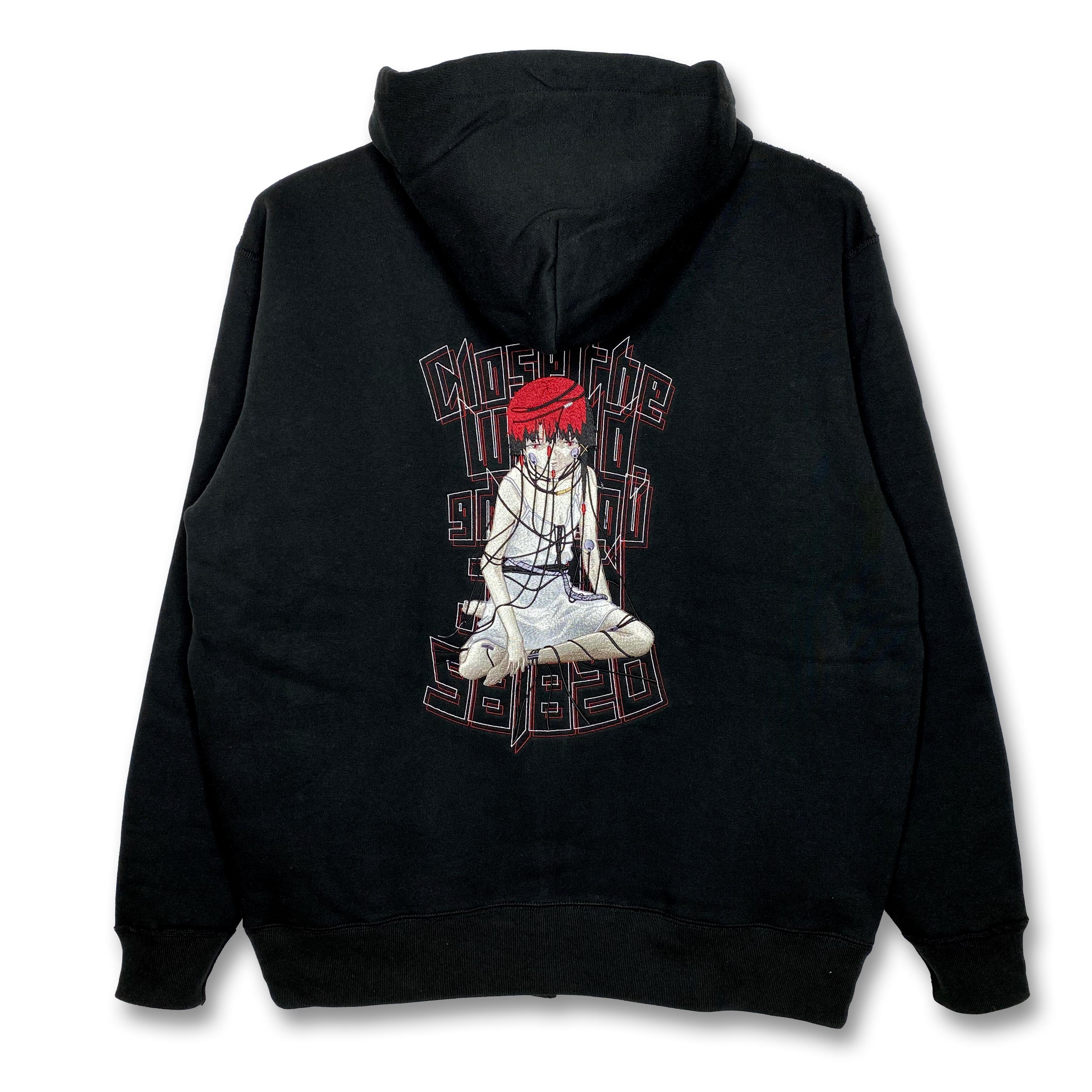 serial experiments lain + messa] Wired Maiden Zip Hoodie -BLACK