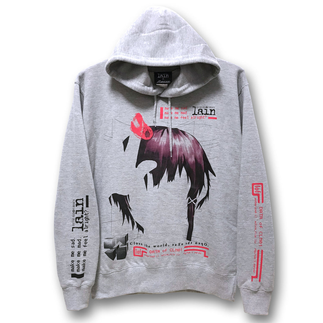 [serial experiments lain + messa store] Blood Trail  pullover hoodie -GRAY-