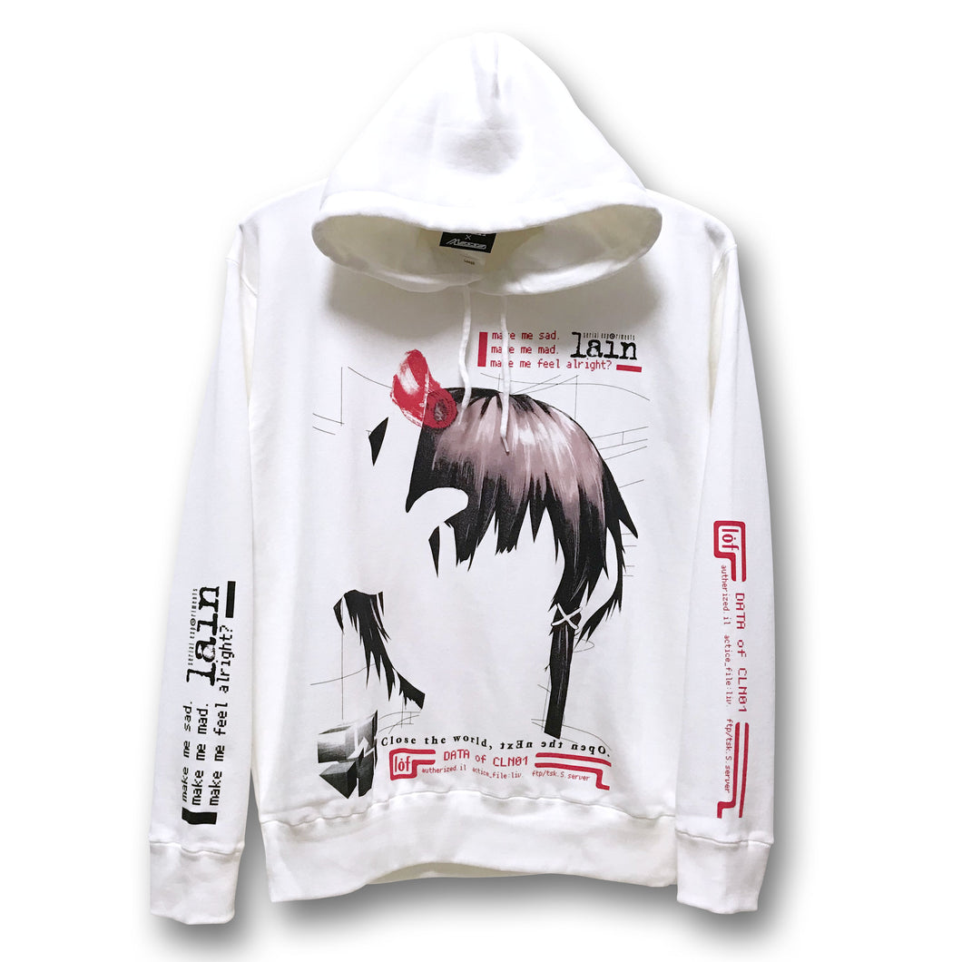 [serial experiments lain + messa store] Blood Trail  pullover hoodie -WHITE-