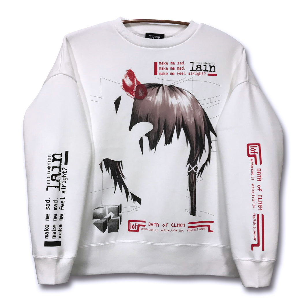 [serial experiments lain + messa store] Blood Trail Big silhouette Sweat shirt-WHITE-