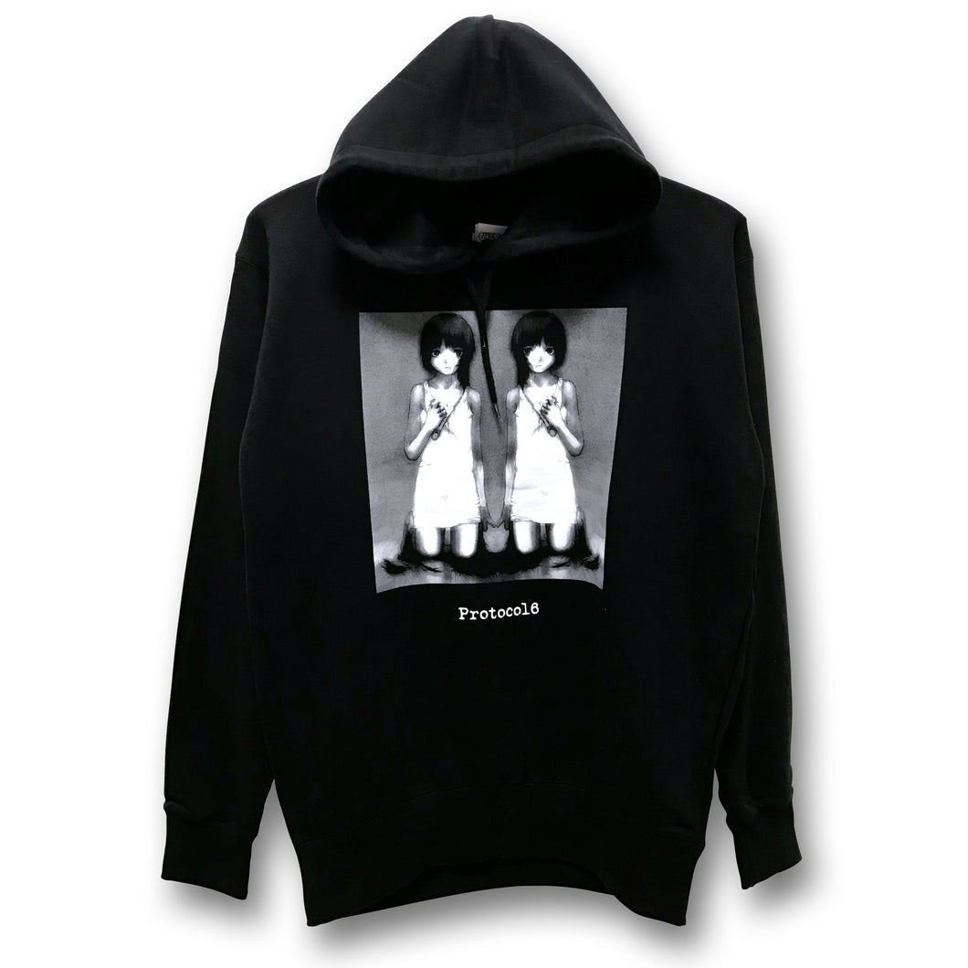 [serial experiments lain + CHAOSMARKET] Haircut  pullover hoodie -BLACK-