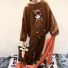 Load image into Gallery viewer, [serial experiments lain + KUDAN] Bear lain Revolution Knit sweater -Brown-
