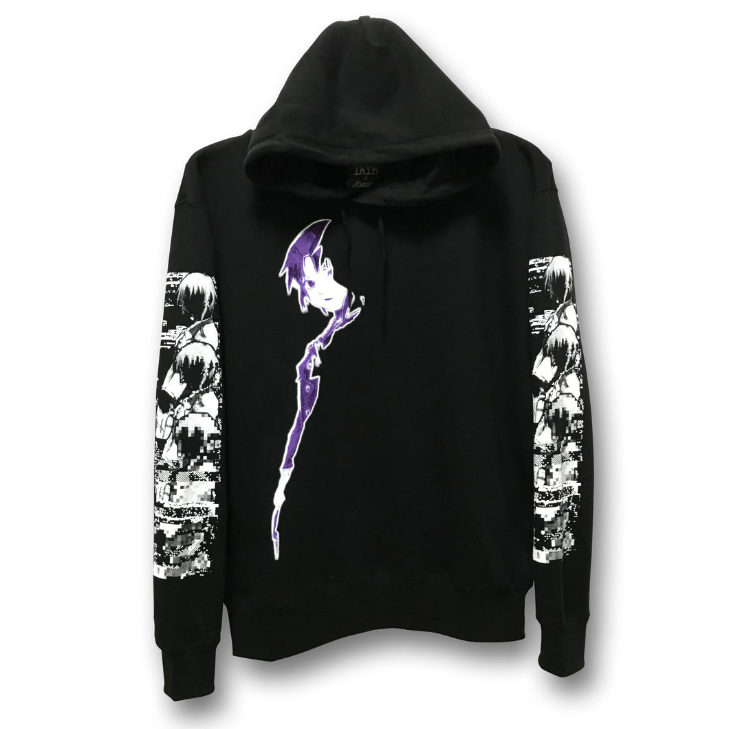 [serial experiments lain + messa store] Shadow  pullover hoodie -BLACK-