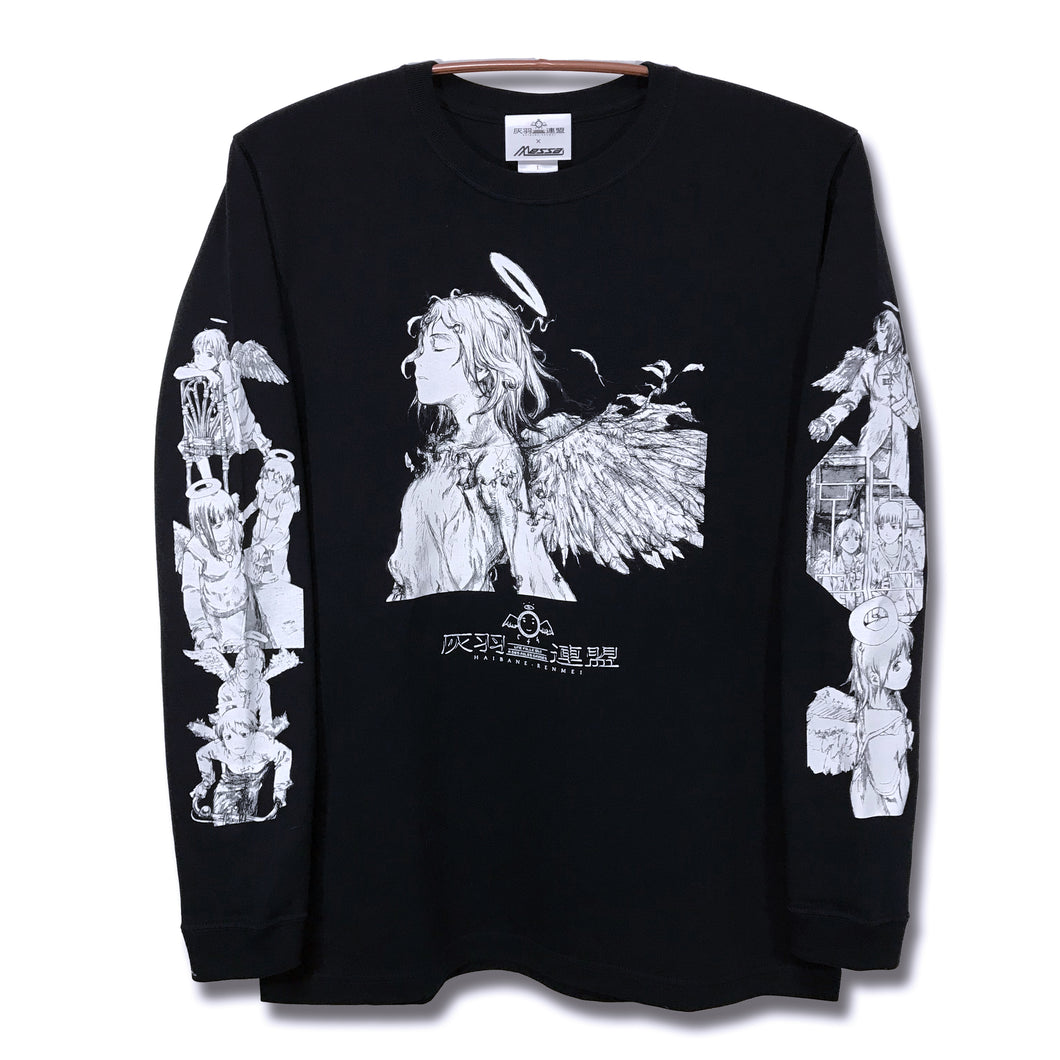 [Haibane Renmei + messa store] The Girls with Gray Wings Long sleeve T-shirt -BLACK-