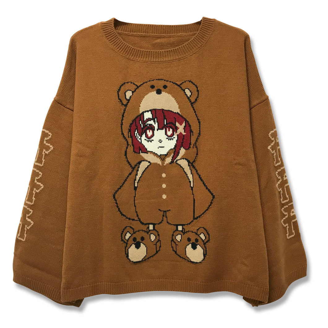 [serial experiments lain + KUDAN] Bear lain Revolution Knit sweater -Brown- (One size)