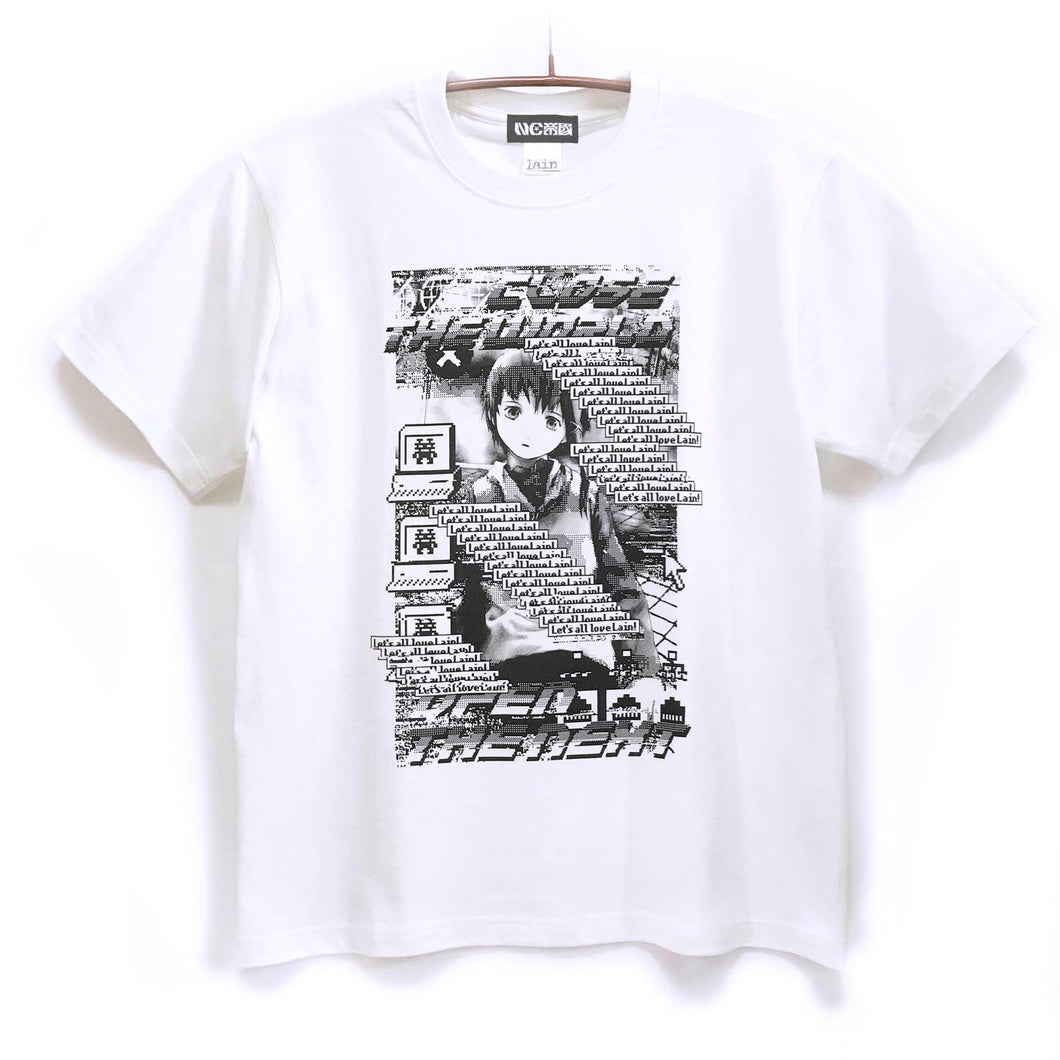 [serial experiments lain + NC Empire] Let's All Love Lain! T-shirt-WHITE-