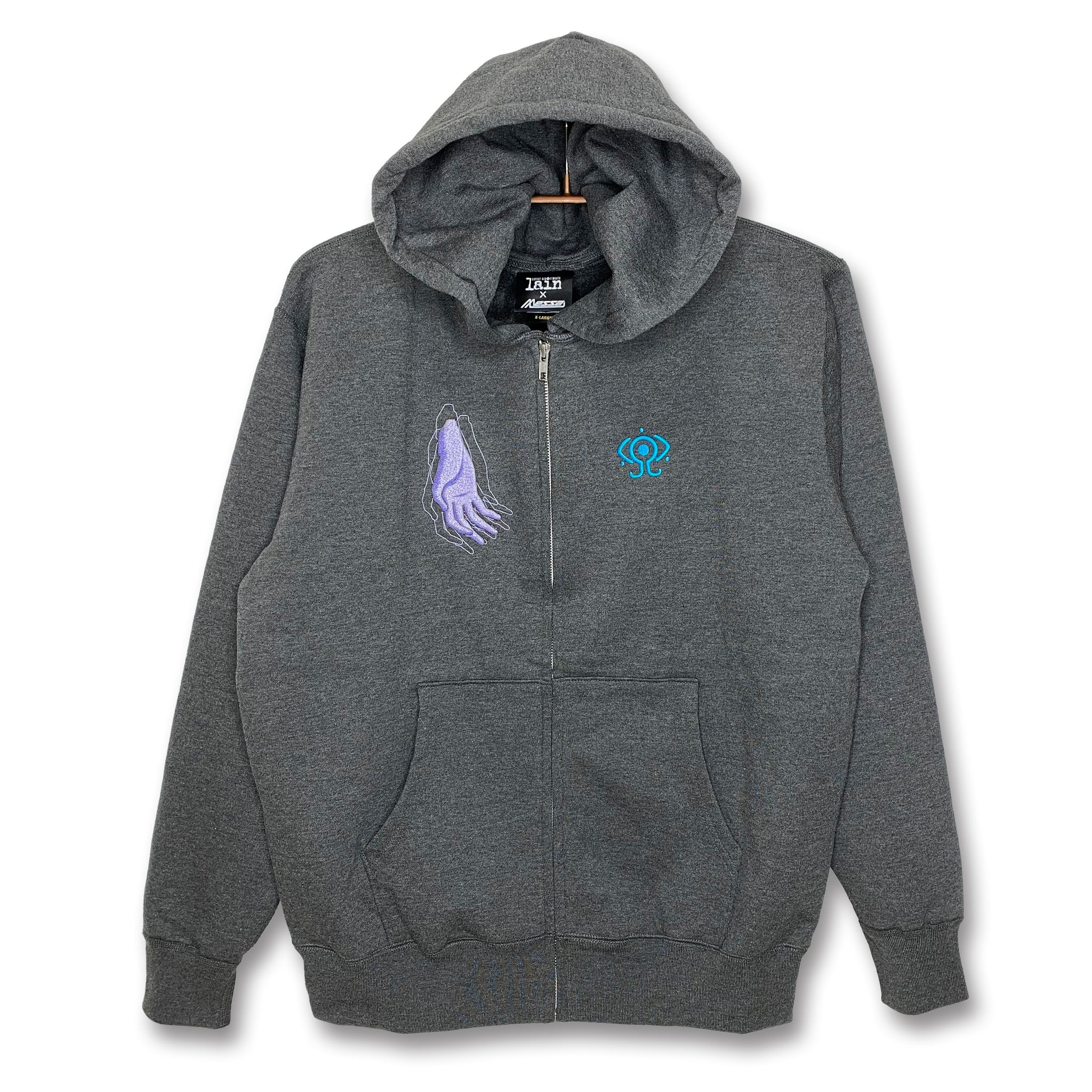 serial experiments lain + messa] Wired Maiden Zip Hoodie -CHARCOAL