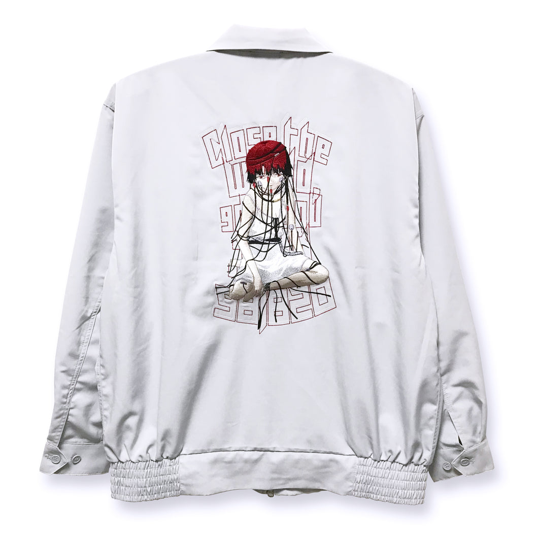 [serial experiments lain + messa store] serial experiments lain Embroidered souvenir jacket -SKY GRAY-