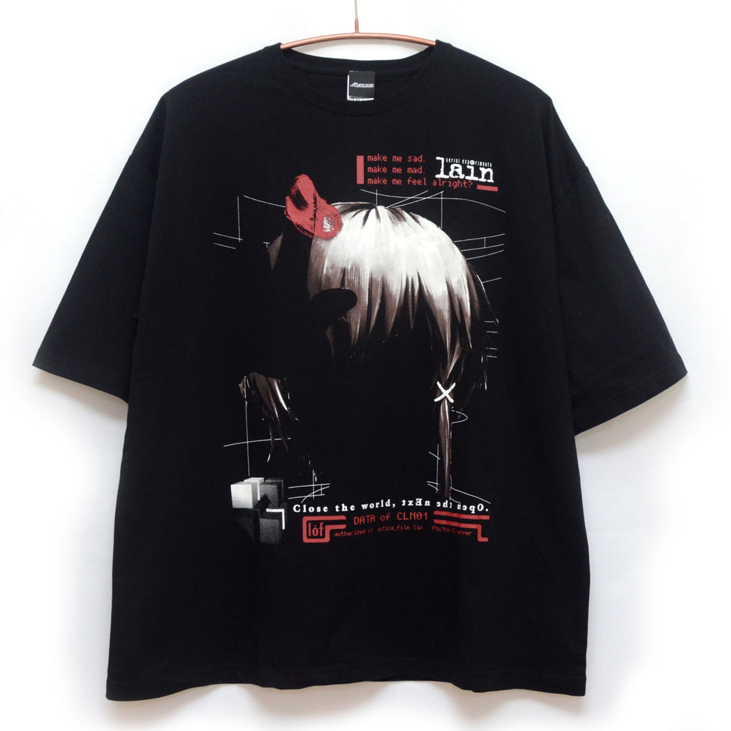 [serial experiments lain + messa store] Blood Trail Big silhouette T-shirt-BLACK-