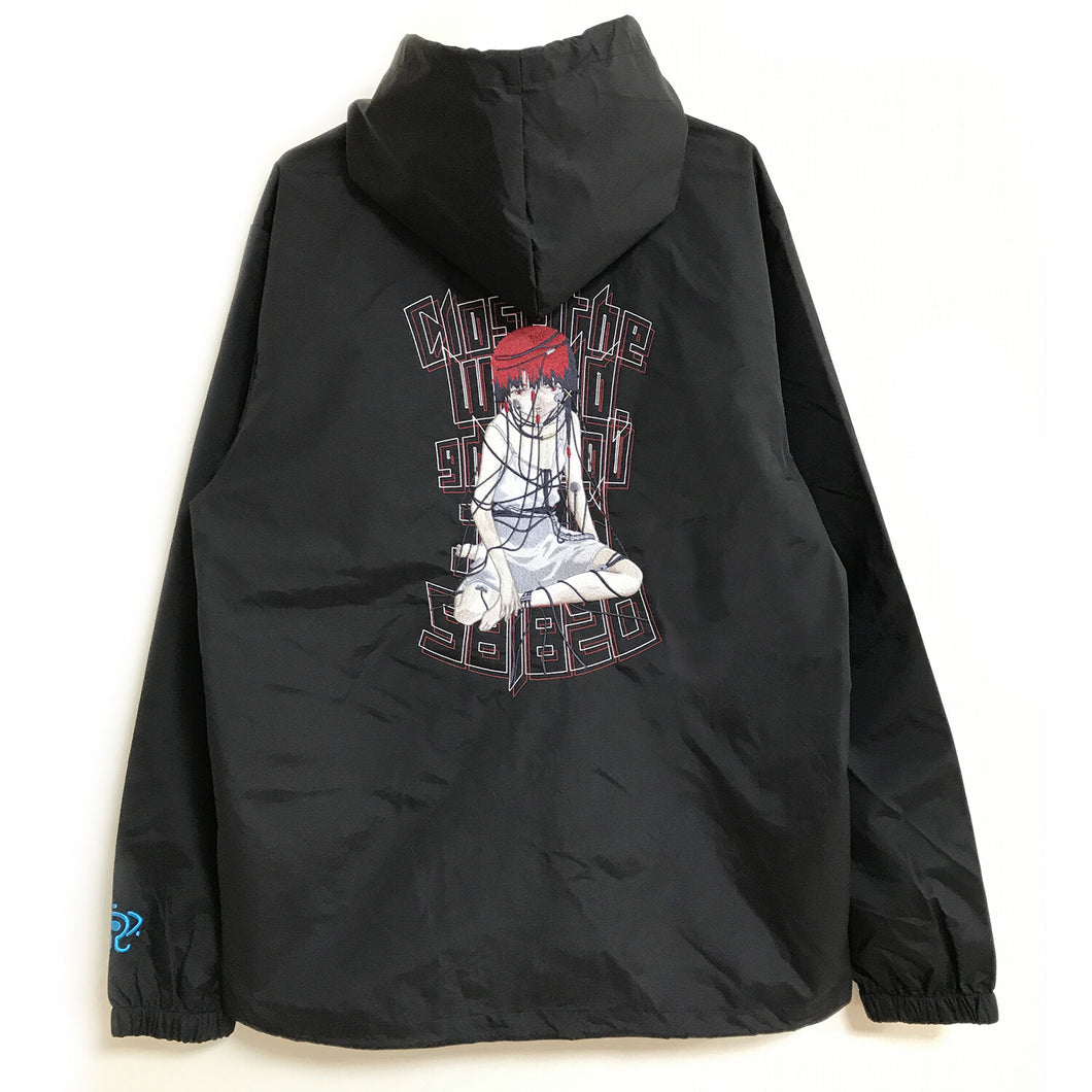 [serial experiments lain + messa store] serial experiments lain Embroidered hooded jacket-BLACK-