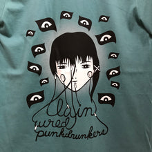 Load image into Gallery viewer, [serial experiments lain + PUNK DRUNKERS] lain T-shirt-SAGE BLUE-
