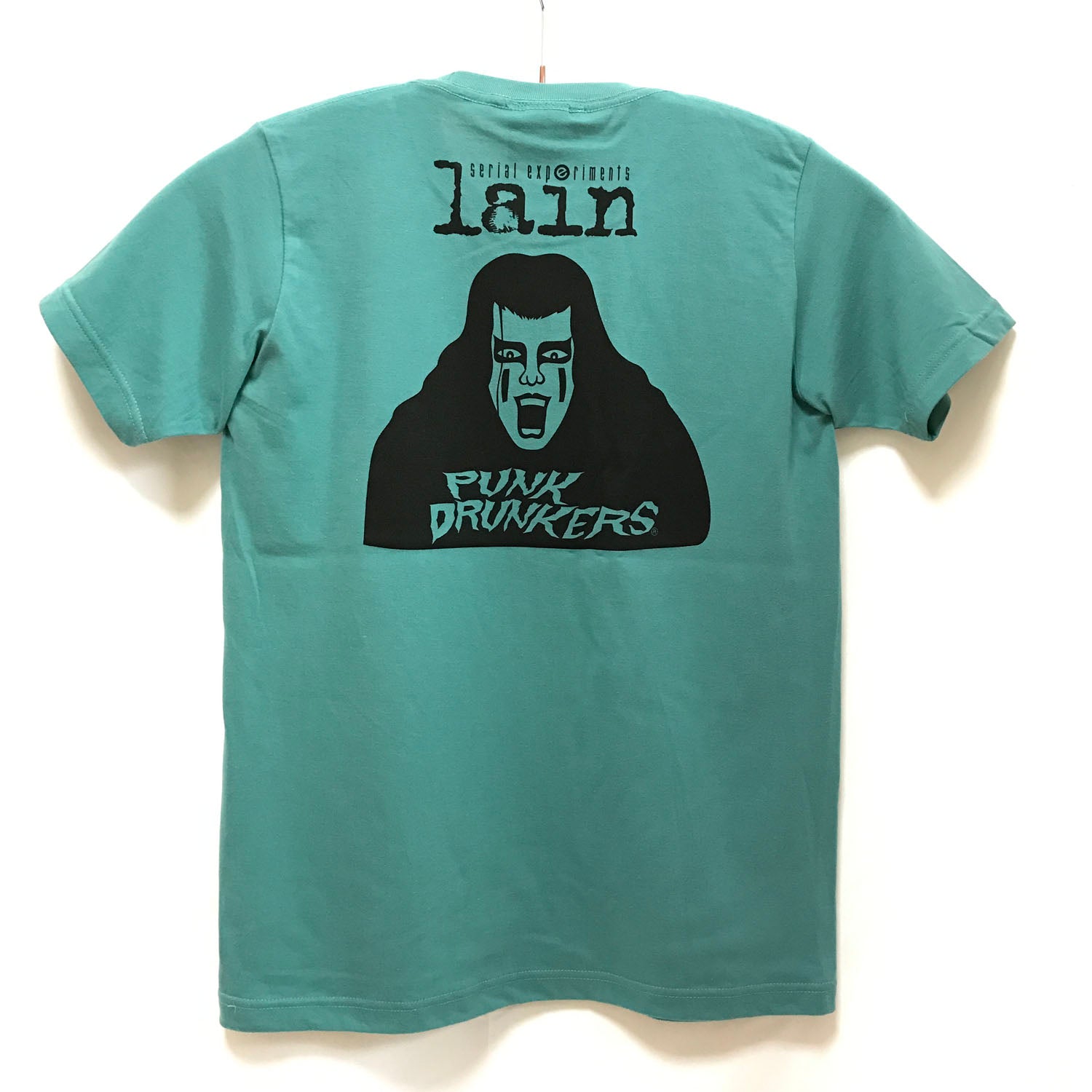 serial experiments lain + PUNK DRUNKERS] lain T-shirt-SAGE BLUE