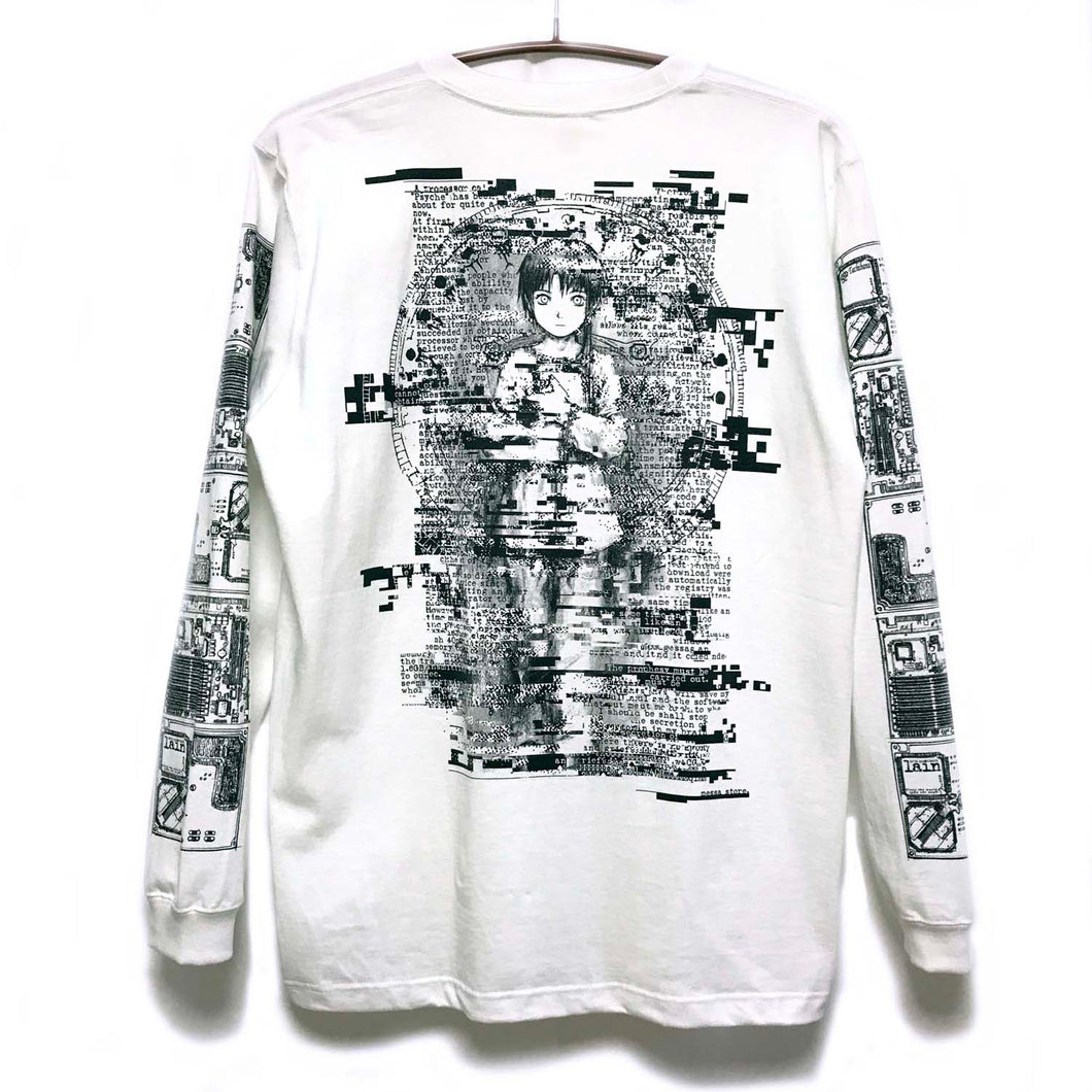 [serial experiments lain + messa store] Psyche Long sleeve T-shirt -WHITE-