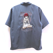 Load image into Gallery viewer, [serial experiments lain + messa store] serial experiments lain Embroidered Silky Open Collar Shirt-STONE BLUE-
