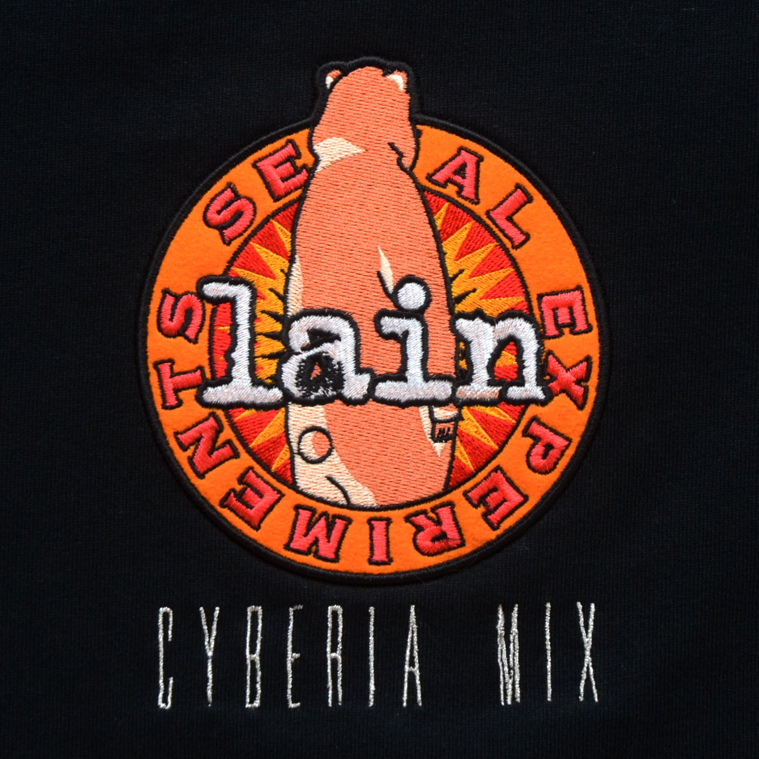 [serial experiments lain + messa store] Cyberia Bear mix T-shirt-BLACK-