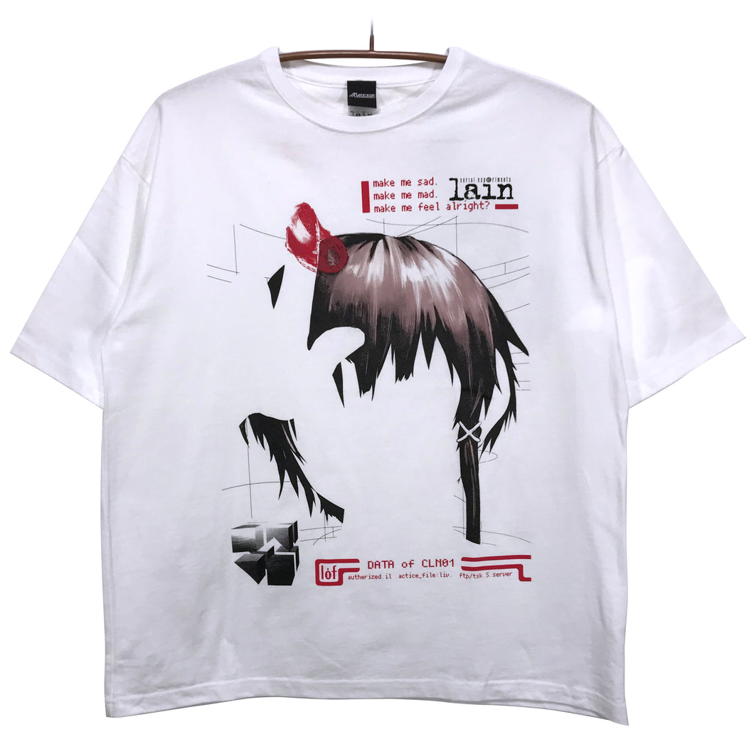 [serial experiments lain + messa store] Blood Trail Big silhouette T-shirt-WHITE-